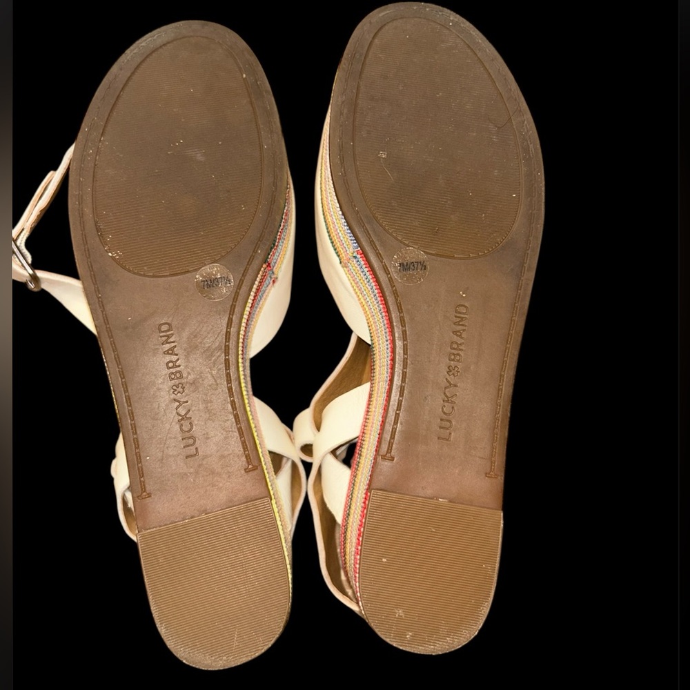 Lucky Brand Ginny Milk Rivington Espadrille Wedge Sandal with Stripes - Picture 12 of 13